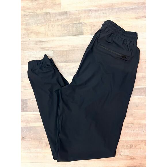 Solaris Men’s LG Active Wear Joggers Nylon Spandex‎ Black Zip Pockets Drawstring - Picture 5 of 8